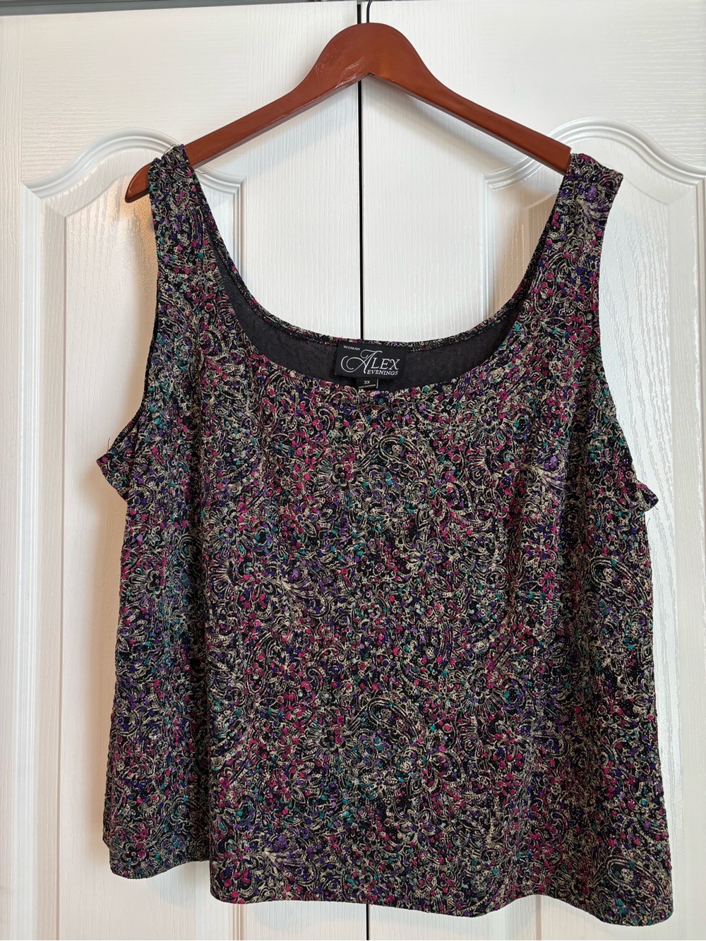 Alex Evenings Black Multicolor Beaded Open Jacket with Tank top - Picture 3 of 10
